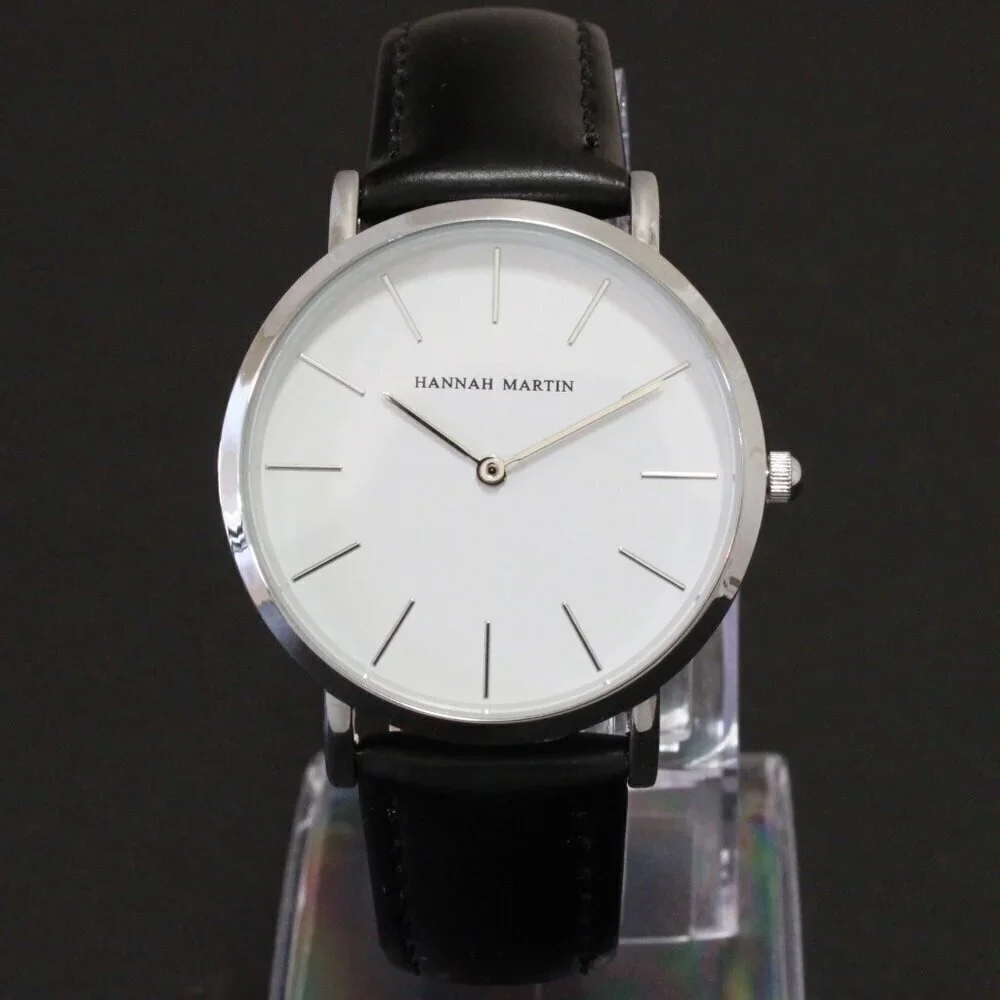 Men's Classic Minimalist 2 Hand Quartz Watch Raised Indices Black Strap 36mm